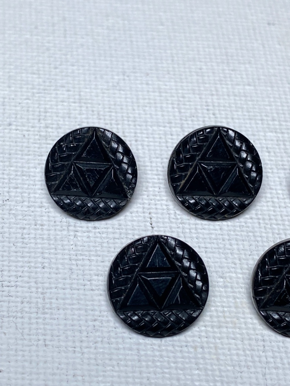 Antique Black Geometric Round Men's Accessory Buttons - Set of 6